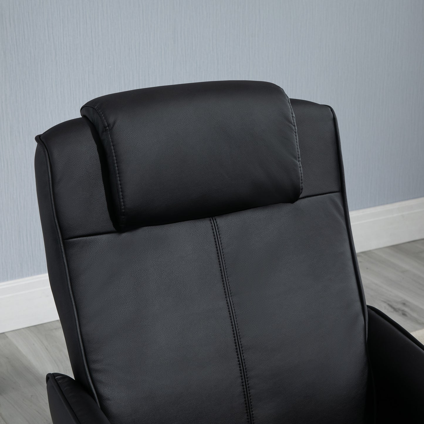 HOMCOM Sillón Reclinable con Reposapiés Sillón de Salón Giratorio con Tapizado en PU y Estructura de Acero Carga 120 kg Butaca para Dormitorio Sala de Estar Negro