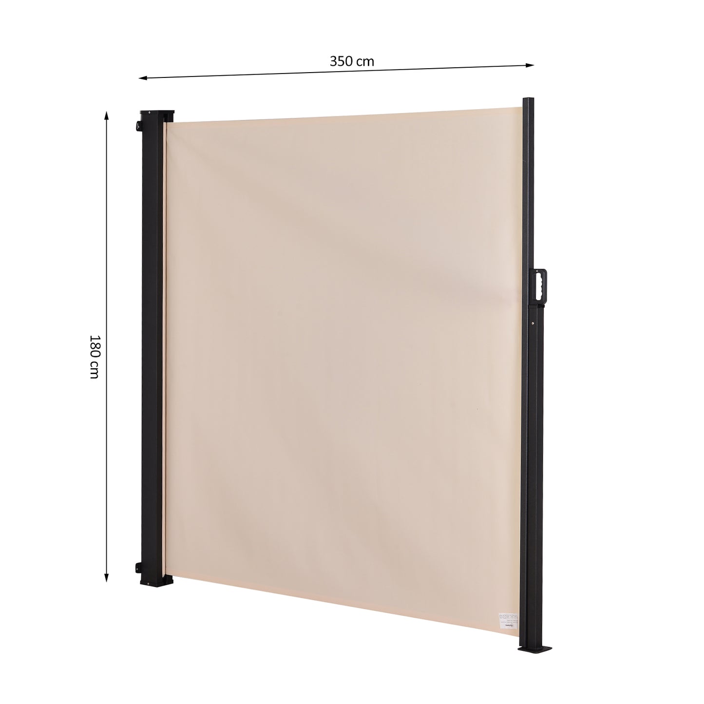 Outsunny Toldo Lateral Retráctil Exterior 350x180cm Pantalla de Privacidad contra Sol Viento Visión para Jardín Patio Balcón Tejado Hecho de Aluminio Poliéster Montar Utilizar Fácil Beige