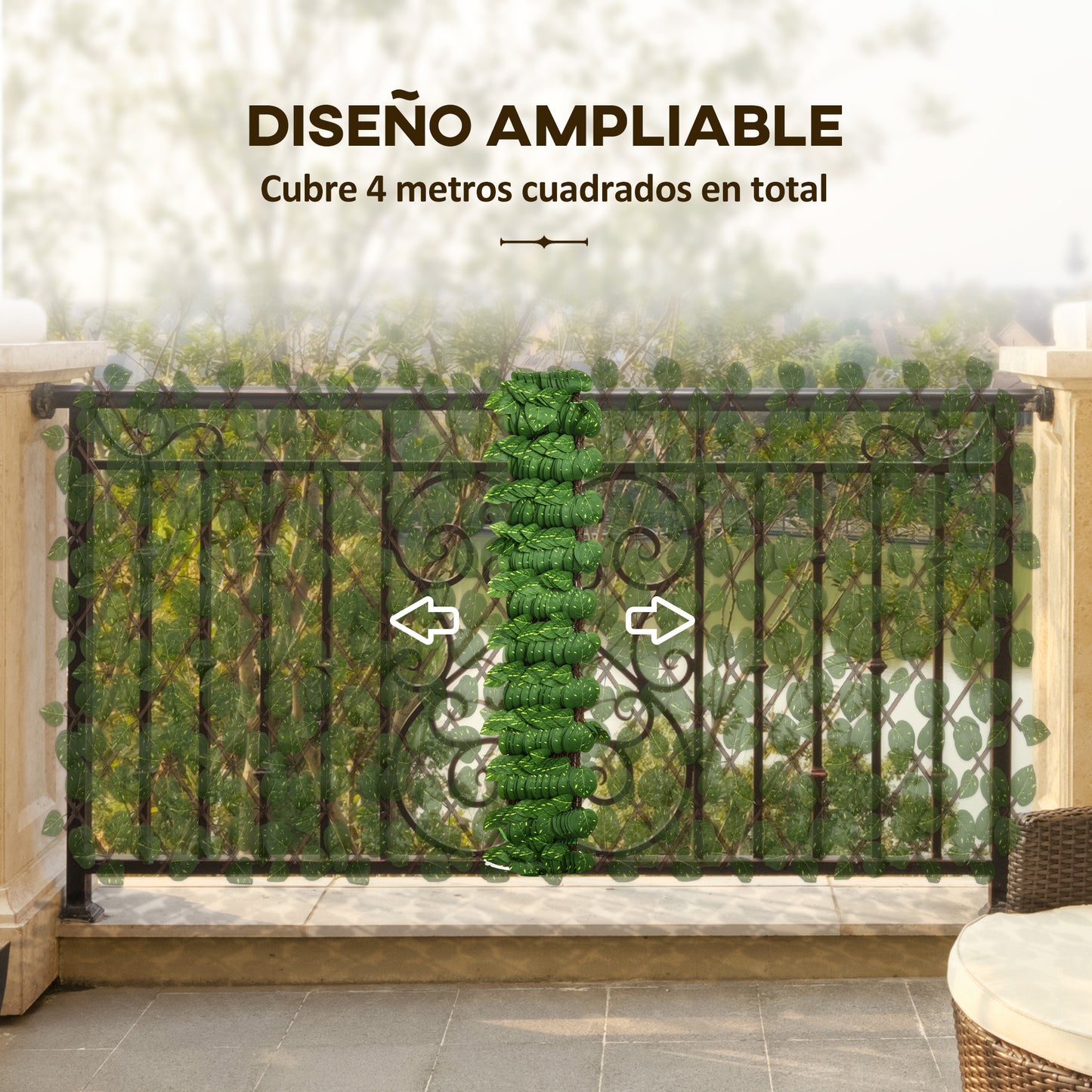 Outsunny 2 Setos Artificiales en Rollo 2x1 m Cada Pieza Seto Artificial Ocultación Jardín de Seda Extensible con Protección UV Decoración para Terraza Patio Aire Libre Verde