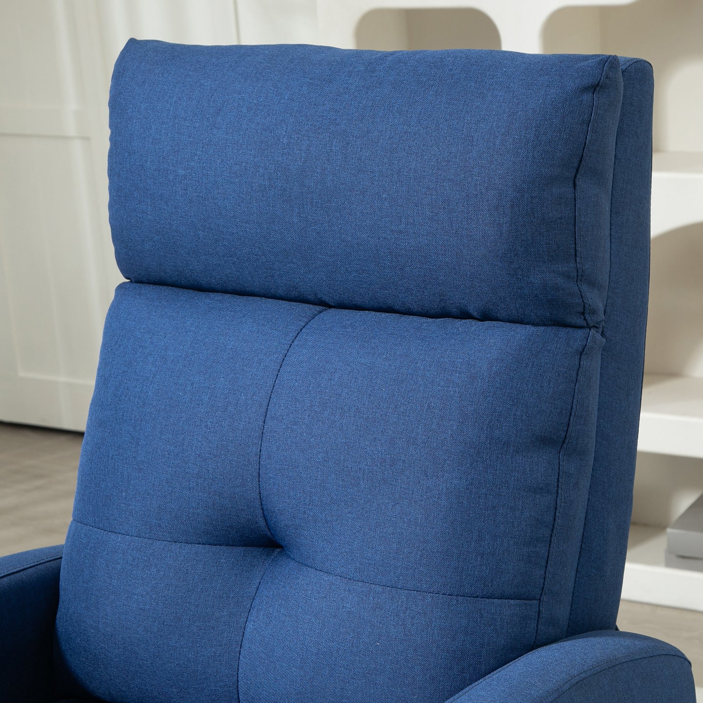 HOMCOM Sillón Relax Reclinable Manual Sillón Reclinable para Salón Tapizado en Tela con Reposapiés Respaldo Alto Carga 150 kg para Dormitorio Oficina Azul