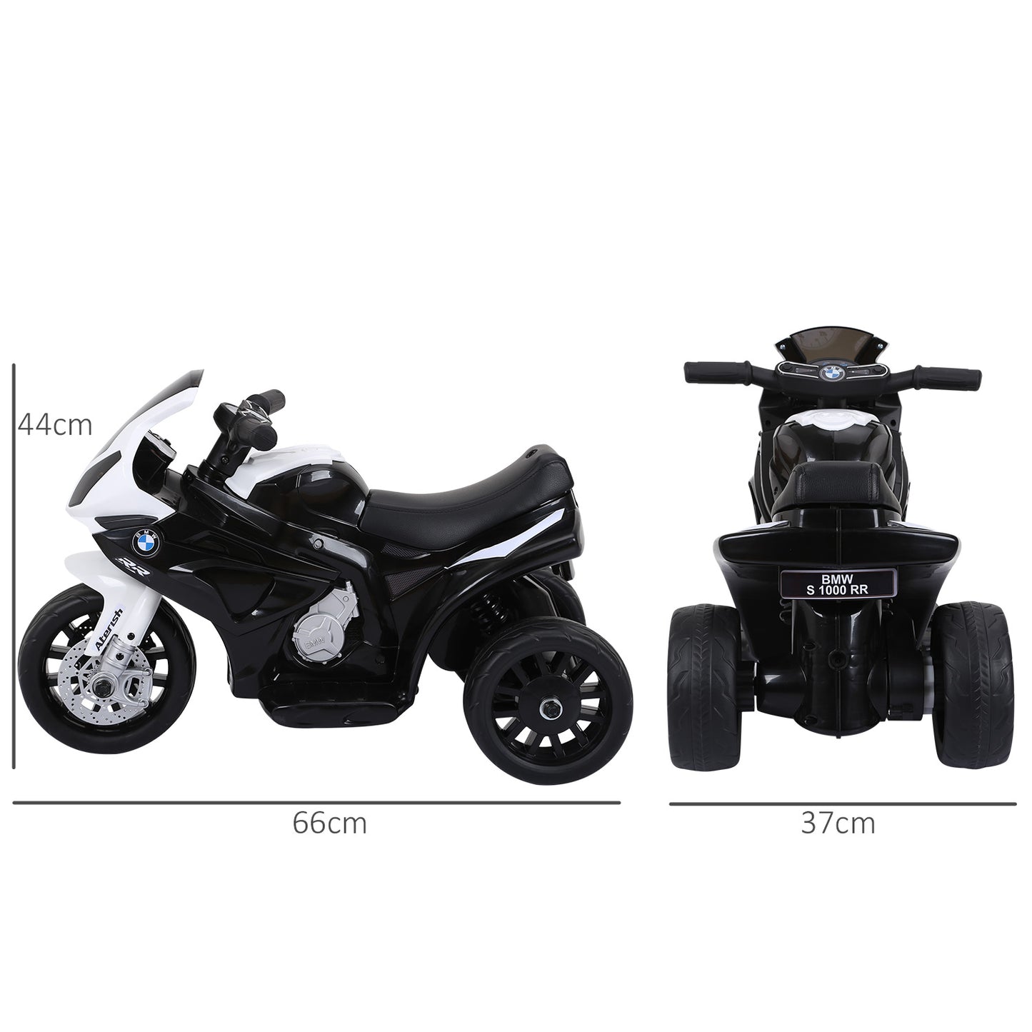 HOMCOM Moto Eléctrica para Niños de 18-36 Meses con Licencia BMW S1000RR Motocicleta de Batería 6V Moto Infantil con Música Carga 20 kg Negro