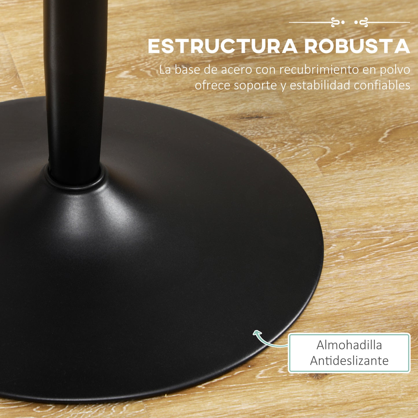 HOMCOM Mesa de Comedor Mesa Redonda Mesa de Cocina Moderna para 2 Personas con Base de Acero y Almohadillas Antideslizantes para Salón Ø70x75 cm Negro