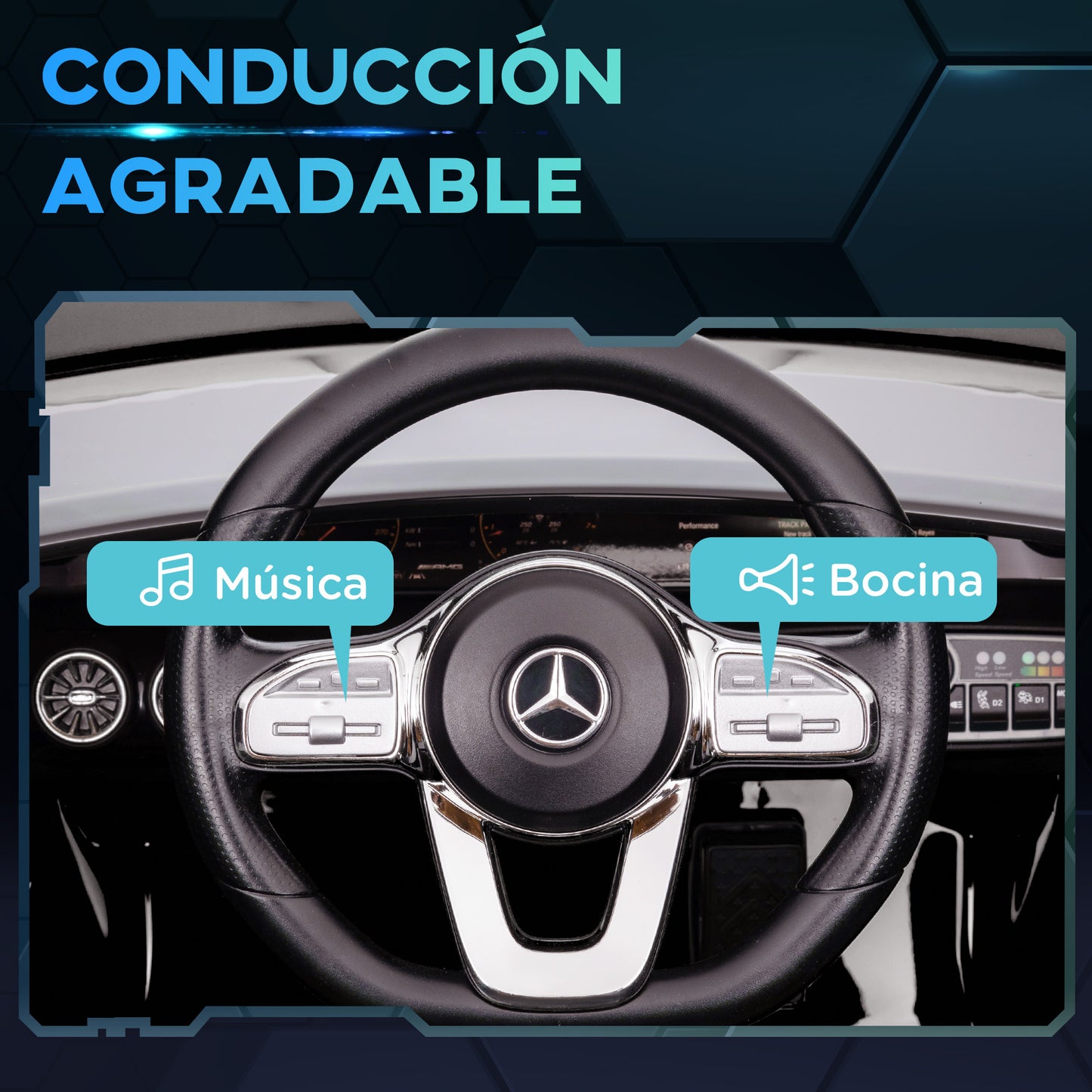 AIYAPLAY Coche Eléctrico para Niños de +3 Años Mercedes-AMG CLA 45 Carro Eléctrico Infantil con Batería 12V Mando a Distancia Faros LED Bocina Música y Ruedas Auxiliares Negro