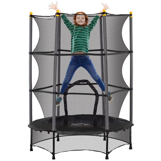 HOMCOM Cama Elástica Infantil Ø140x190 cm Trampolín para Niños de +3 Años con Red de Seguridad y Marco de Acero para Interior y Exterior Negro