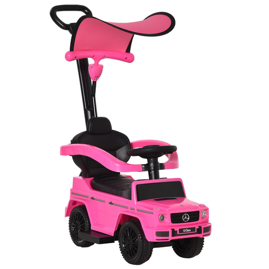 HOMCOM Correpasillos para Niños con Licencia Mercedes G350 Coche Correpasillos para Niños de 1-3 Años con Bocina Capota Extraíble y Barandilla Carga 25 kg 85,5x40,5x95 cm Rosa