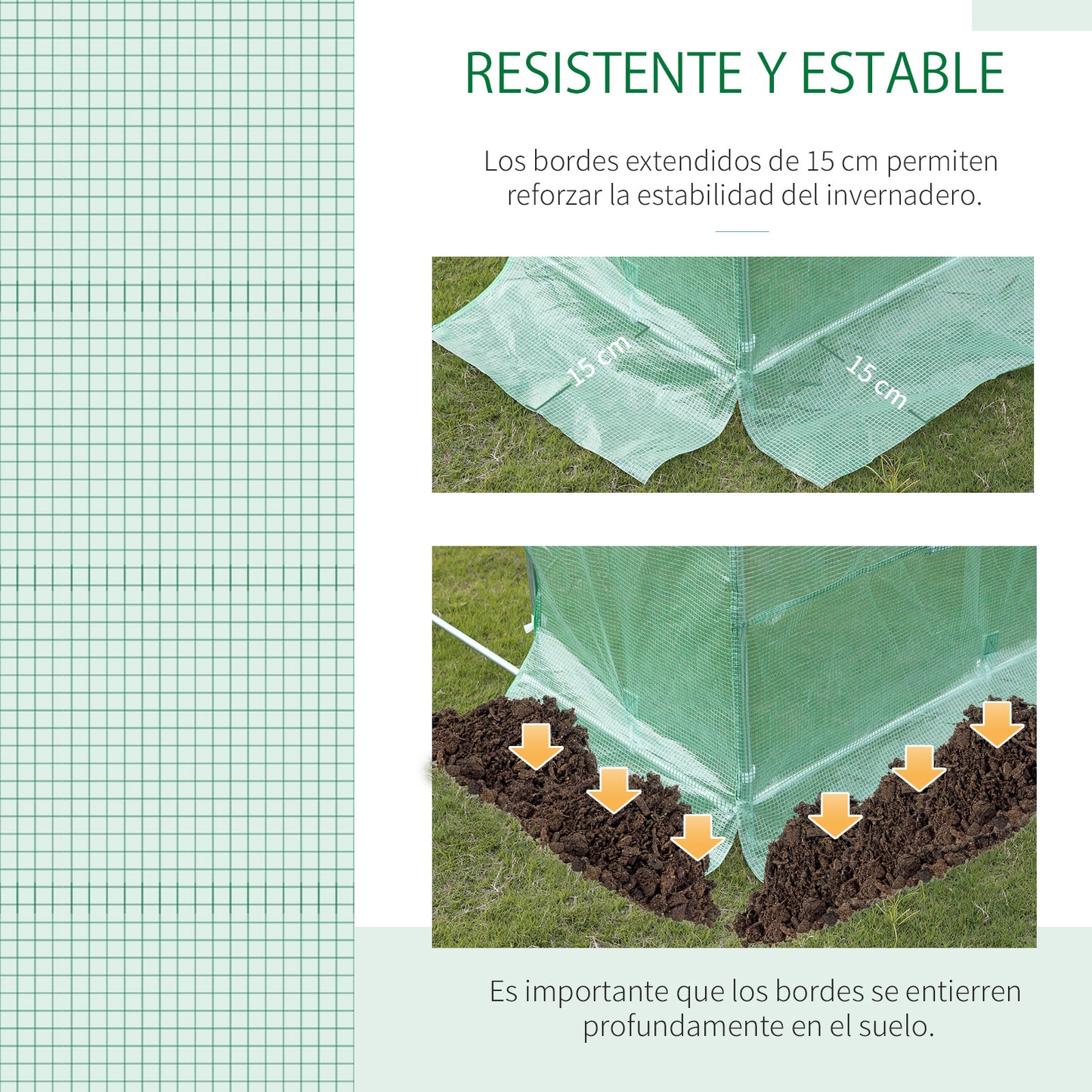 Outsunny Cubierta de Invernadero de Túnel 3,5x3x2 m Cubierta Repuesto Invernadero Polietileno con 6 Ventanas y Puerta Enrollable Protección de Plantas para Jardín Verde