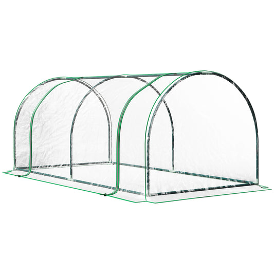 Outsunny Mini Invernadero 200x100x80 cm para Jardín Terraza Cultivo de Plantas Semilla Vivero Casero Tipo Túnel con Marco de Acero y Cubierta Plástico Transparente