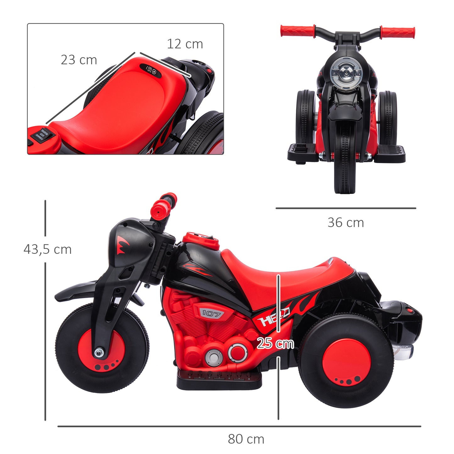 AIYAPLAY Moto Eléctrica para Niños de +2 Años Moto de Batería para Niños 6V con Función de Soplar Burbujas Faros Música Moto para Niños con Velocidad 3 km/h Carga 30 kg Rojo