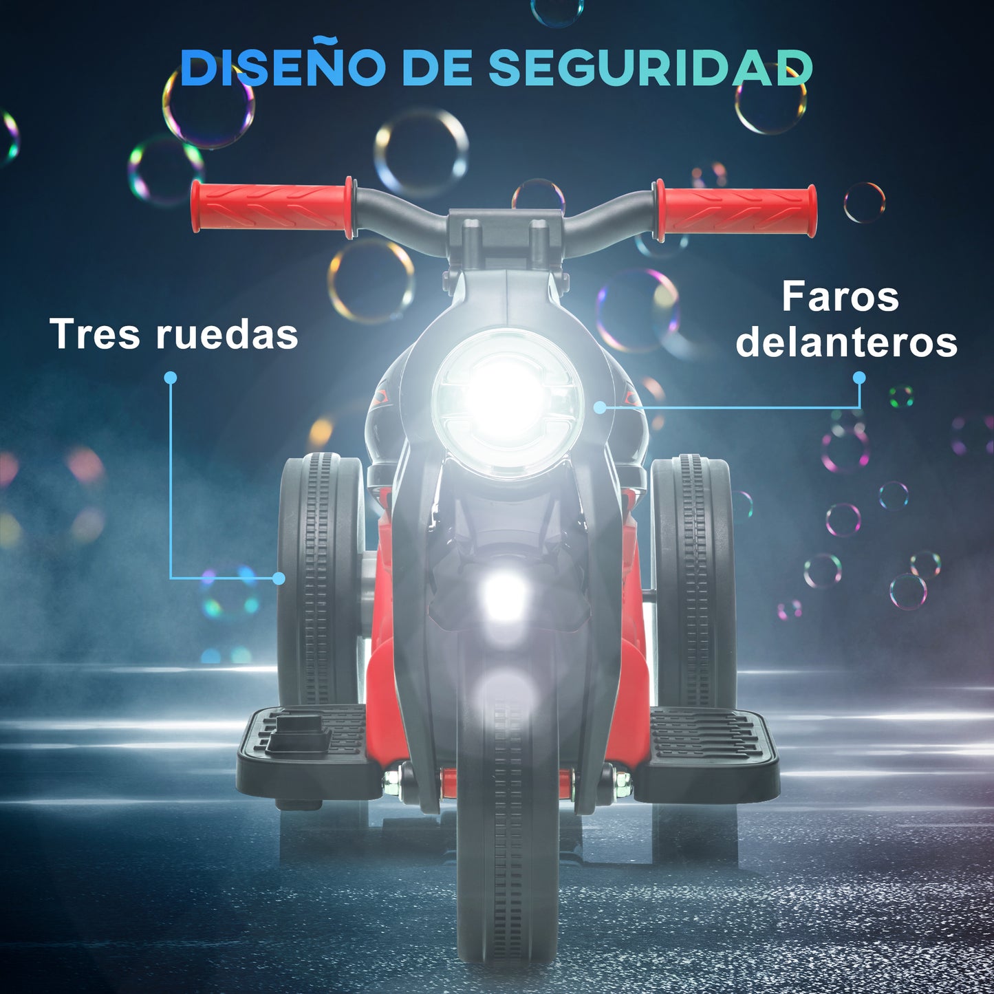 AIYAPLAY Moto Eléctrica para Niños de +2 Años Moto de Batería para Niños 6V con Función de Soplar Burbujas Faros Música Moto para Niños con Velocidad 3 km/h Carga 30 kg Rojo