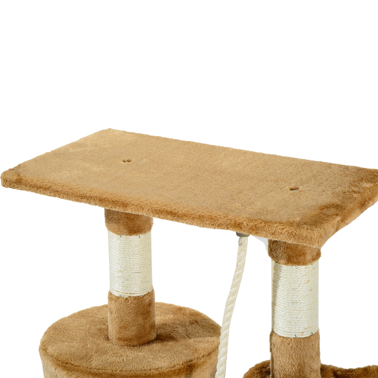 PawHut Árbol para gatos Rascador 55x30x95 cm con Nido Plataforma Caseta Escalera Cuerda de Juego Tablero de Madera y Cubierto de Felpa Marrón