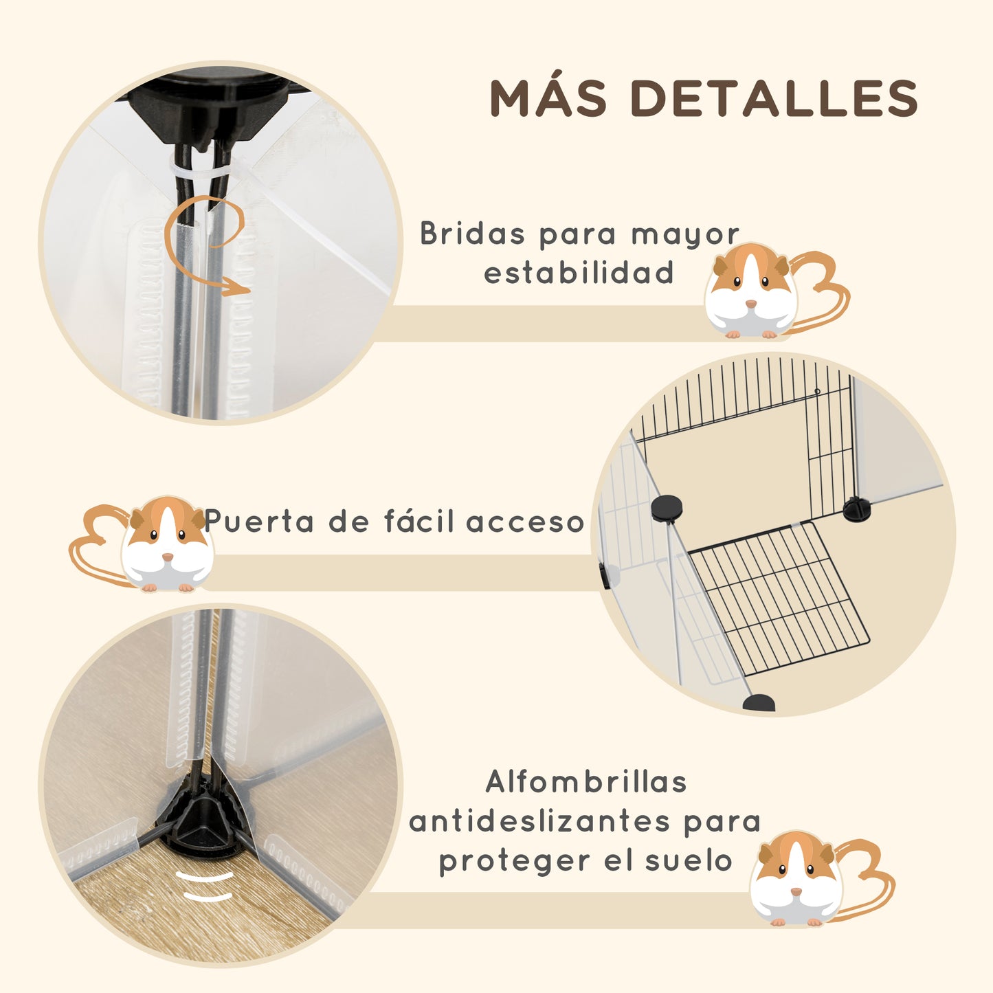 Pawhut Valla para Mascotas DIY con 20 Paneles de Resina Parque para Animales Pequeños Jaula Modular para Cobayas Conejos Chinchillas 175x70x45 cm Blanco