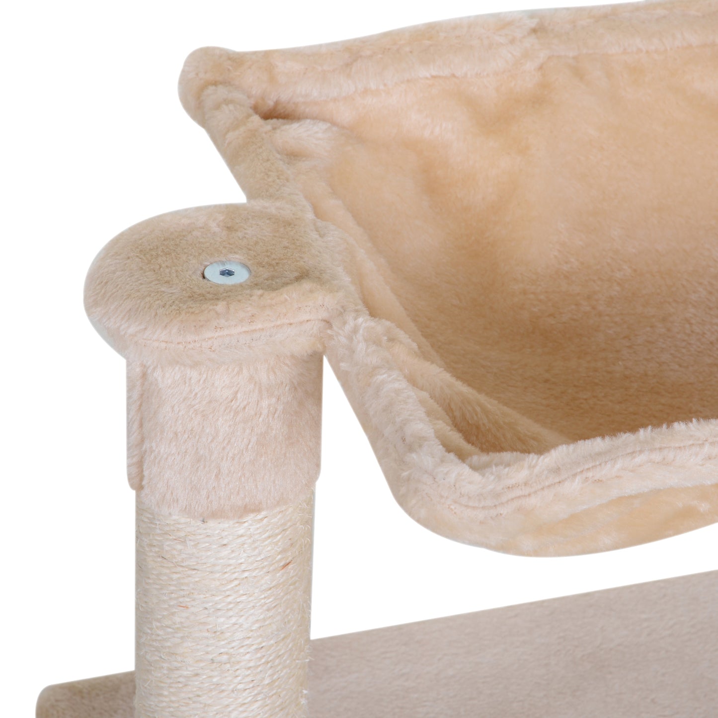 PawHut Árbol Rascador para Gatos Centro de Actividad Plataforma Caseta Postes de Sisal Hamaca Bola 50x36x70 cm Beige