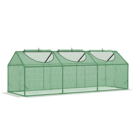 Outsunny Invernadero de Terraza 180x60x60 cm Caseta de Jardín Acero con 3 Ventanas Enrollables Vivero Casero para Cultivo de Plantas Verduras Flores Verde