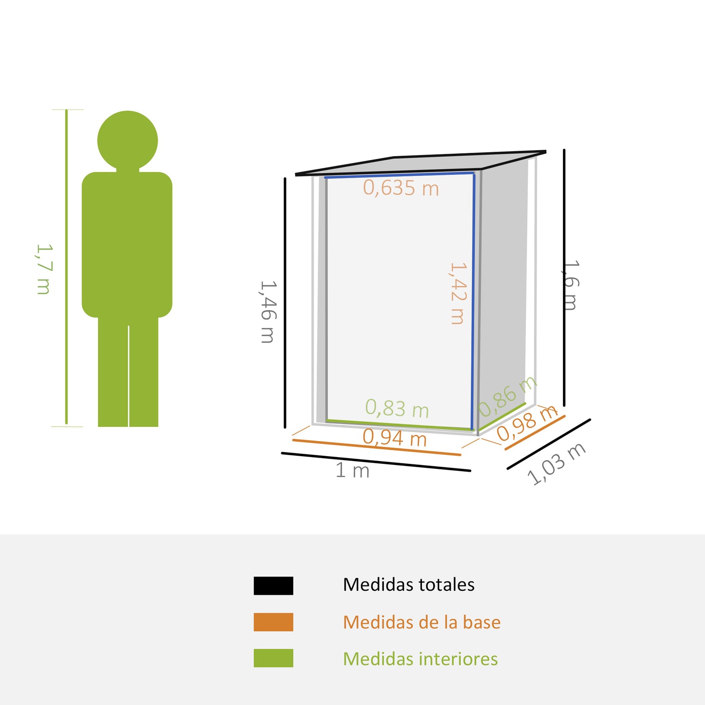 Outsunny Cobertizo de Jardín de Exterior 0,92 m² 100x103x160 cm Caseta de Jardín Metálica con 1 Puerta y Cerradura para Almacenamiento de Herramientas en Patio Terraza Gris Oscuro