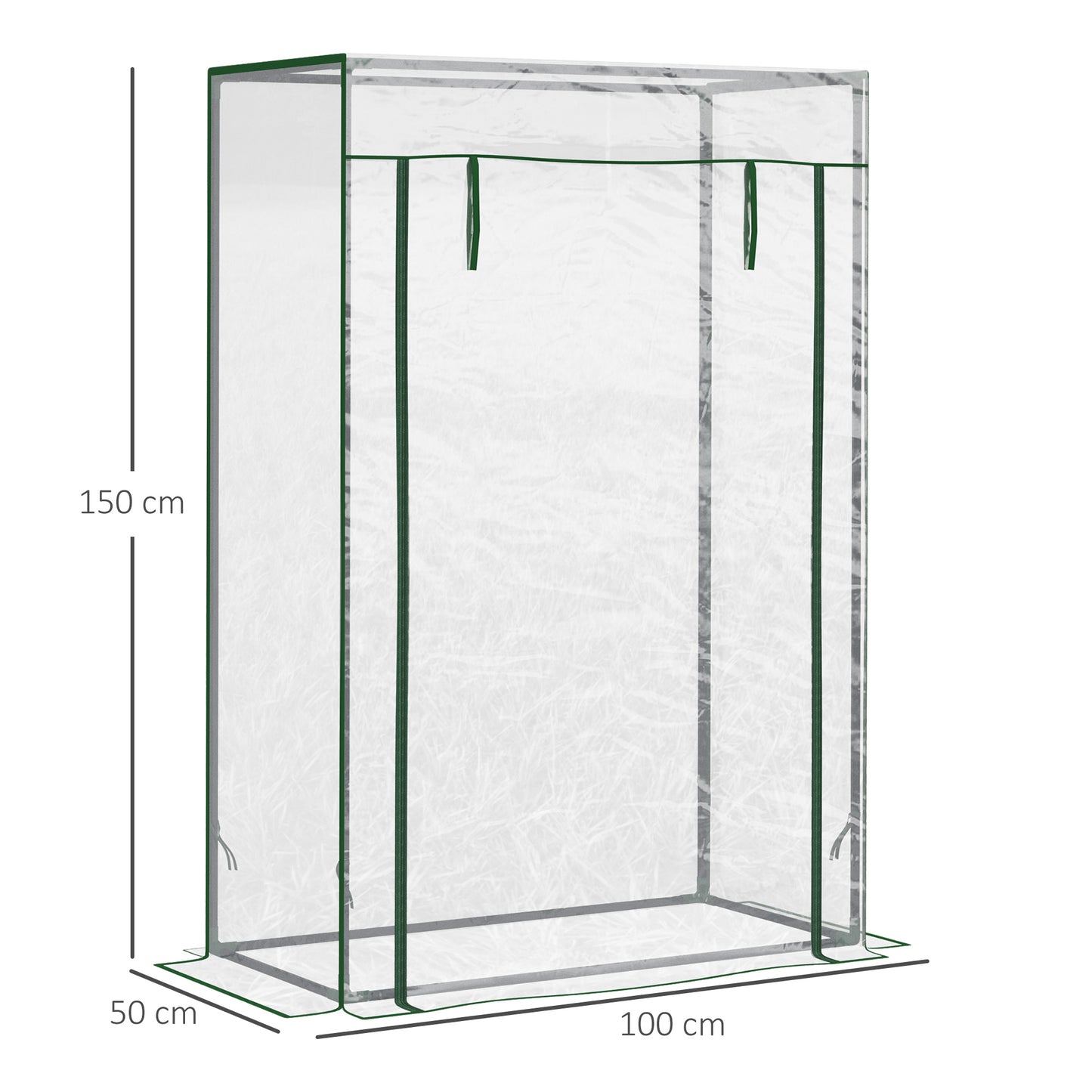 Outsunny Invernadero de Exterior Invernadero de Jardín con Puerta Enrollable y Estructura de Acero Invernadero Pequeño para Cultivo de Plantas Tomates en Terraza Patio 100x50x150 cm Transparente