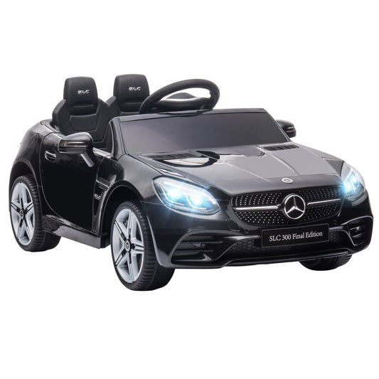 AIYAPLAY Coche Eléctrico para Niños de +3 Años Mercedes SLC 300 Coche Eléctrico con Batería 12V Carro Eléctrico Infantil con Mando a Distancia Faros LED Bocina Música Negro