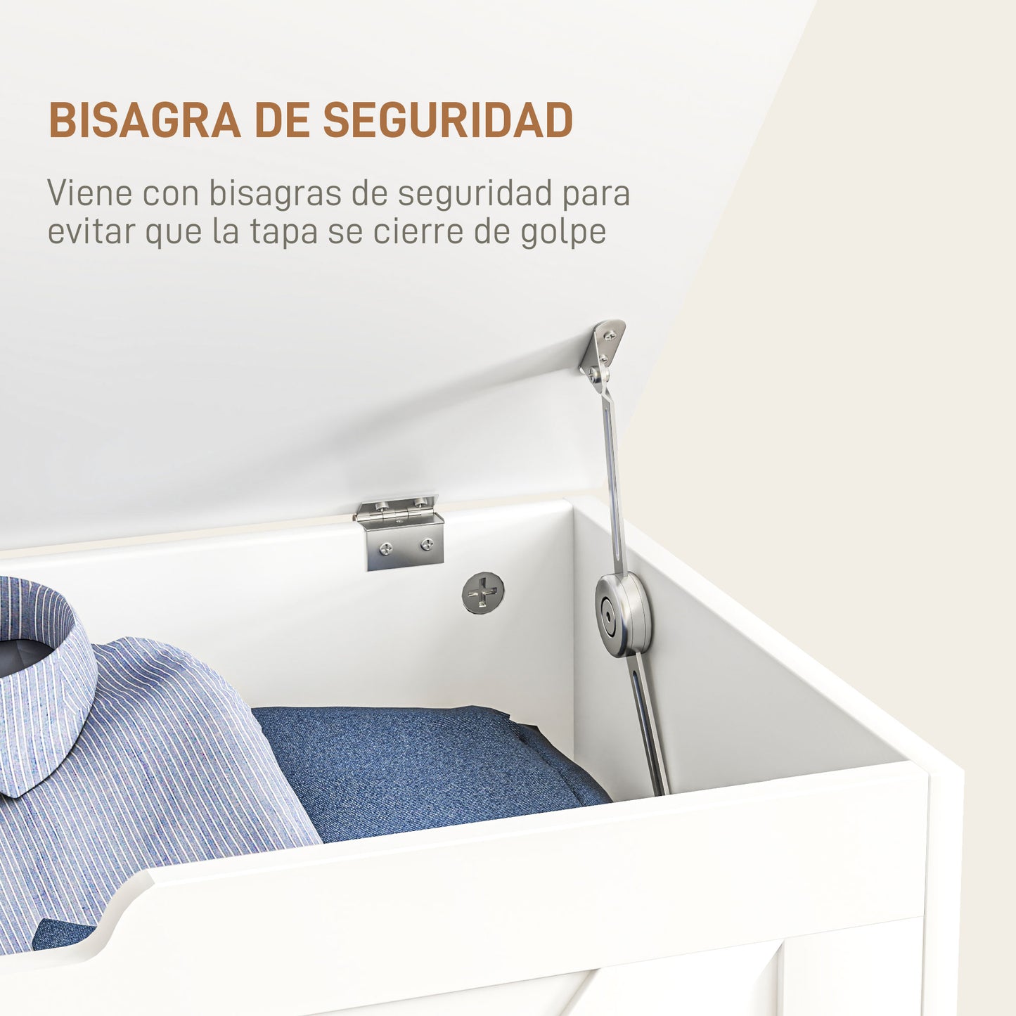 HOMCOM Baúl de Almacenaje para Dormitorio 100 L Banco de Almacenaje con Tapa Baúl de Almacenaje Versátil con Bisagra de Seguridad para Pasillo Salón 80x40x45 cm Blanco