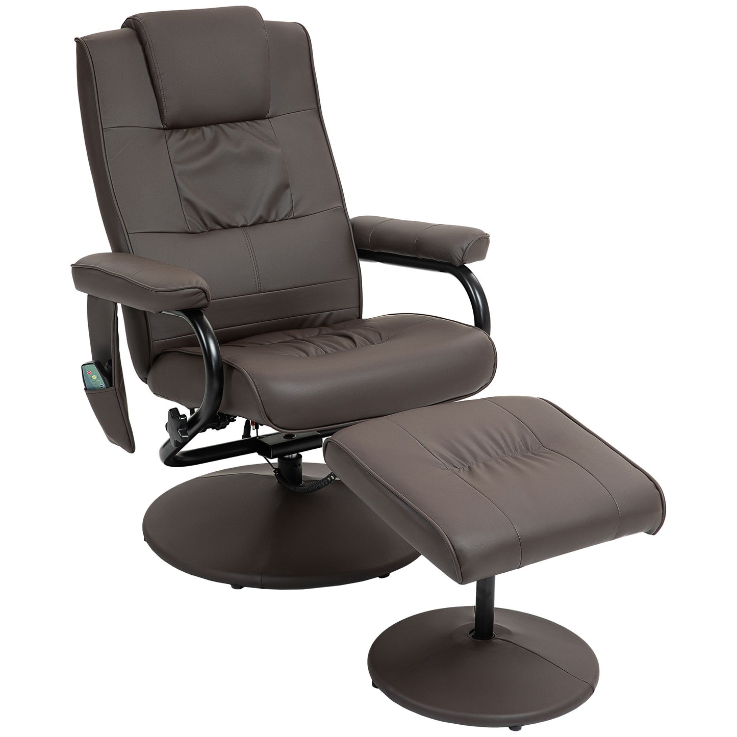 HOMCOM Sillón Relax Reclinable con Reposapiés Sillón de Masaje Eléctrico con 10 Puntos de Masaje Sillón Relax Giratorio con Mando a Distancia para Salón Oficina Marrón