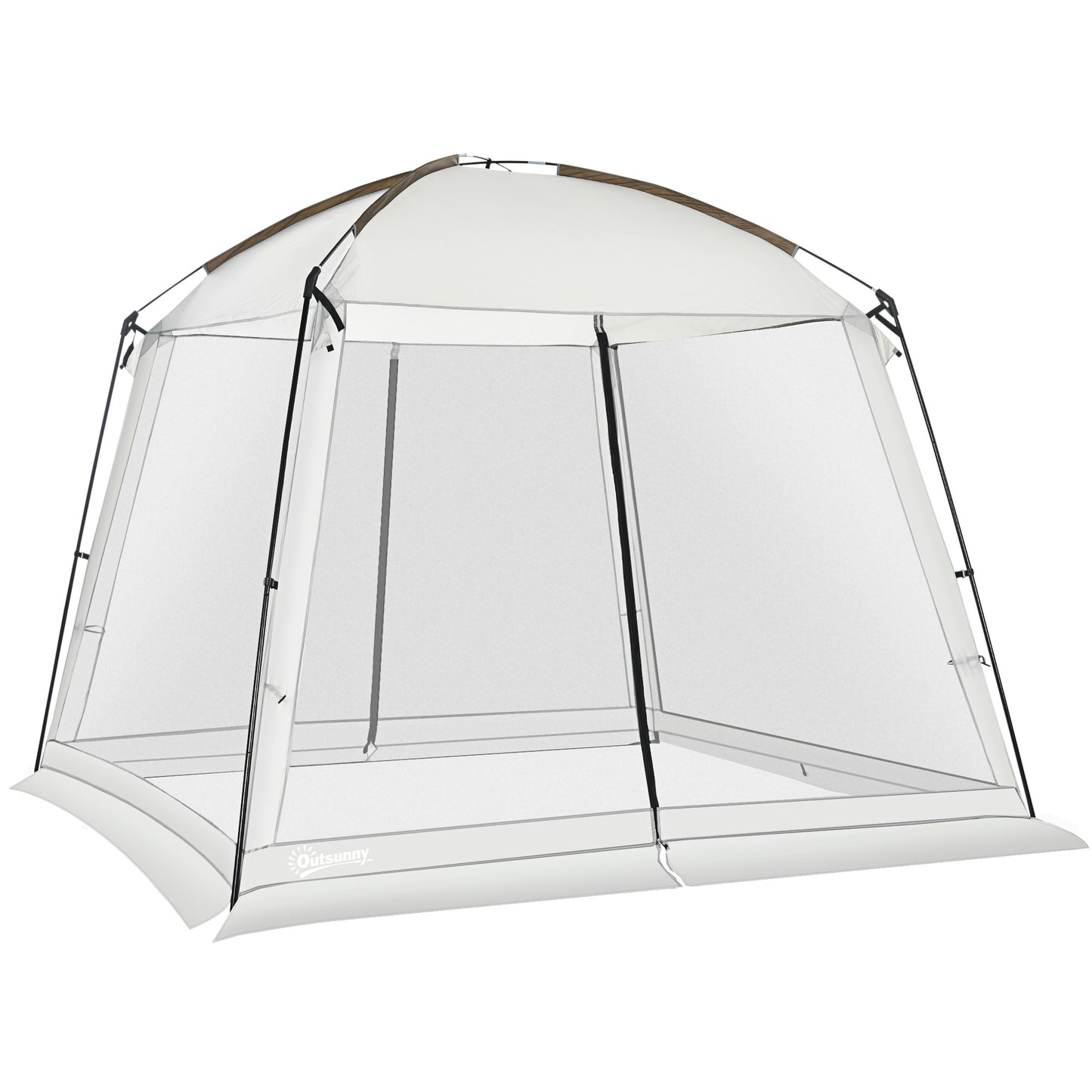 Outsunny Carpa de Jardín 3x3 m Cenador para 6-8 Personas con 4 Mosquiteras y 2 Puertas Protección UV50+ y Bolsa de Transporte Carpa para Camping Terraza Patio Exterior Blanco