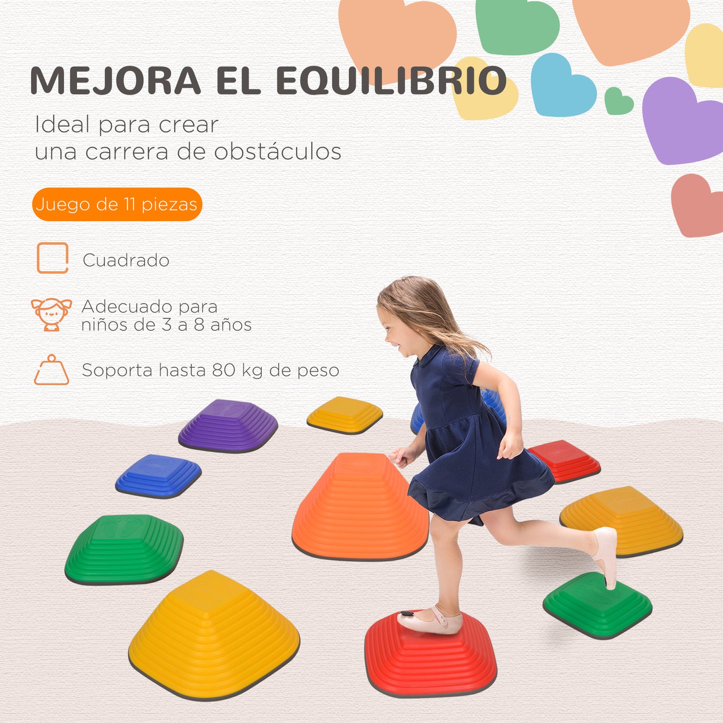 AIYAPLAY Conjuntos de Piedras de Equilibrio para Niños Apilables de 11 Piezas Juego de Equilibrio para Niños de +3 Años Antideslizantes para Interior y Exterior Multicolor