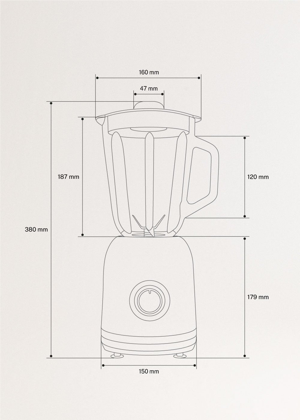 BLENDER MATTE 800W - Batidora de jarra estilo americano