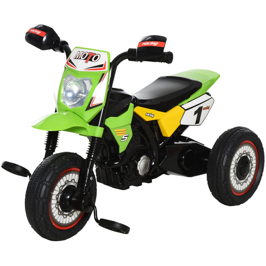 HOMCOM Moto Correpasillos para Niños de 18-36 Meses Triciclo para Niños Triciclo Infantil con 3 Ruedas Luces y Músicas Carga 20 kg 71x40x51 cm Verde