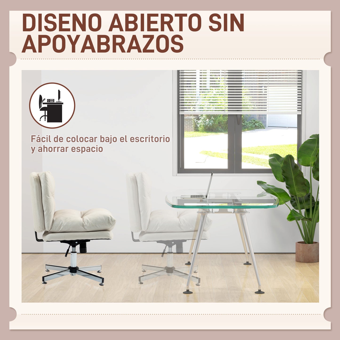 HOMCOM Silla de Escritorio sin Brazos Silla de Oficina con Altura Ajustable Función de Basculante Base Cruzada y Asiento Amplio Silla para Estudio Dormitorio Gris Claro