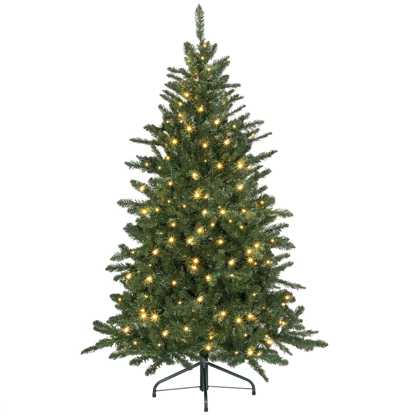 HOMCOM Árbol de Navidad 150 cm Árbol de Navidad Artificial con 220 Luces LED 588 Ramas y Soporte de Metal Árbol Navideño para Salón Interior Verde