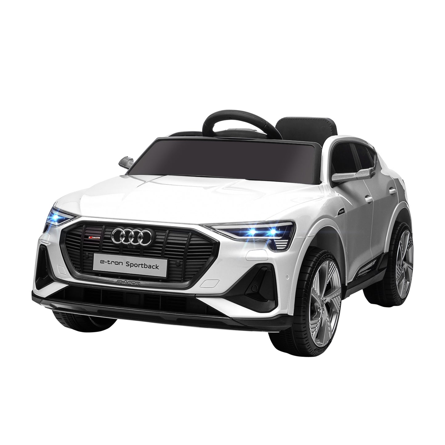 HOMCOM Coche Eléctrico para Niños Audi E-tron Coche de Batería para Niños 12V con Mando a Distancia Faros Bocina Música Velocidad 3-5 km/h Cinturón de Seguridad Blanco