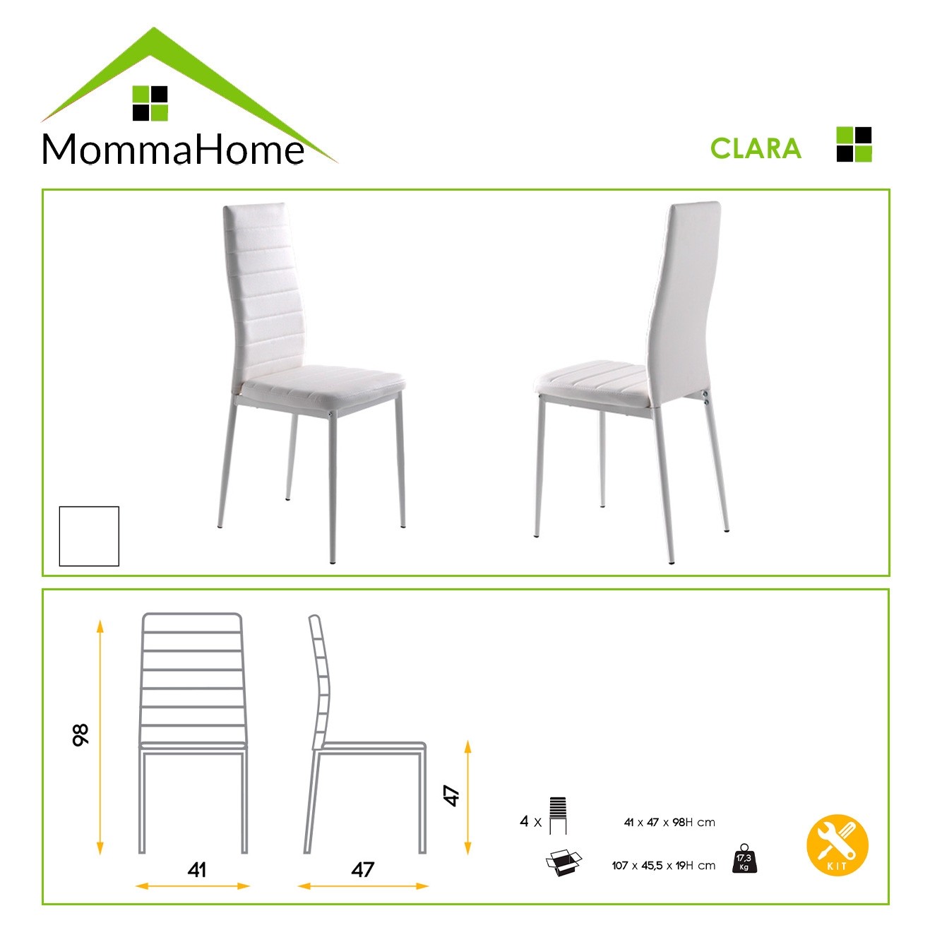 CONJUNTO MESA CALCUTA + PACK 4 SILLAS CLARA - Momma Home