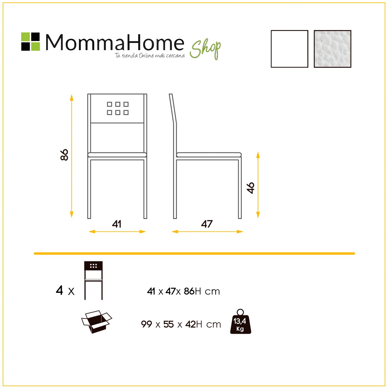 Conjunto mesa NOLI y 2 sillas XARA white - Momma Home