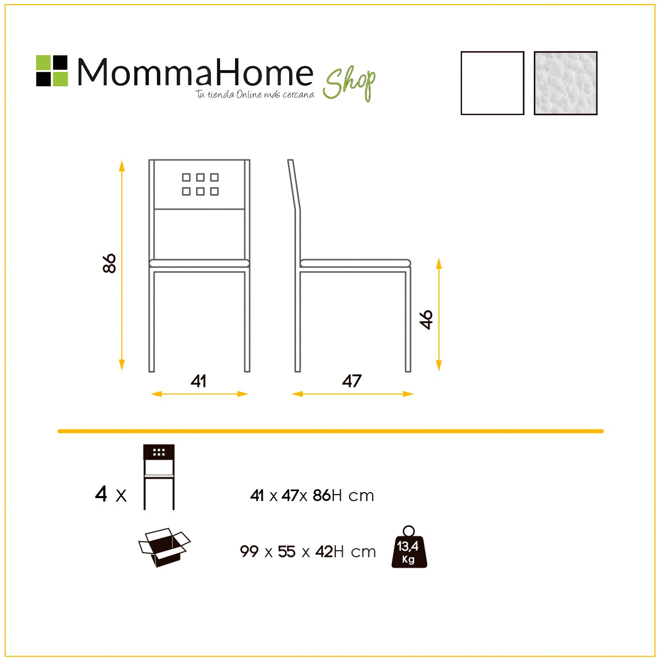 Conjunto mesa POMPEYA y 2 sillas XARA white - Momma Home