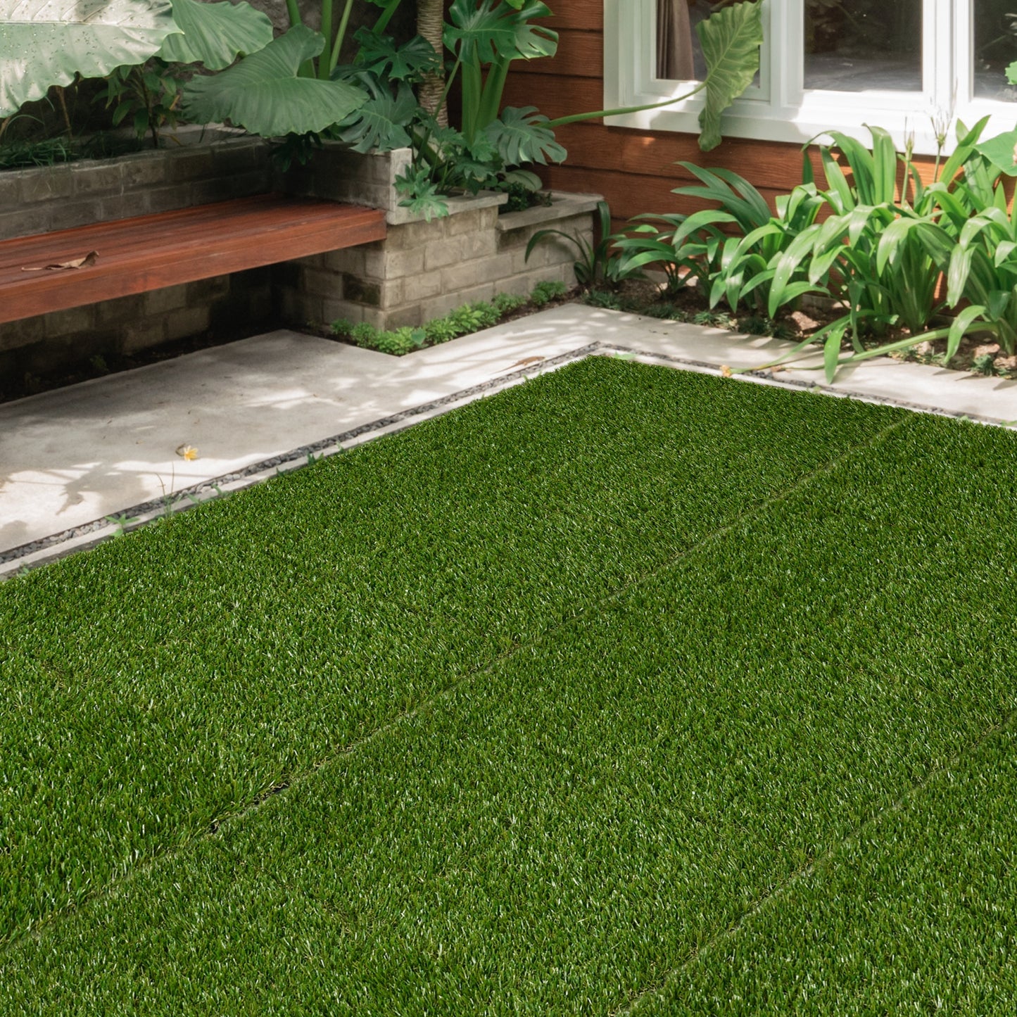 Outsunny Césped Artificial de 10 Piezas Alfombra Césped Artificial 30x30 cm con Altura de Hierba 25 mm Anti-UV Césped Sintético para Jardín Patio Balcón Verde Oscuro