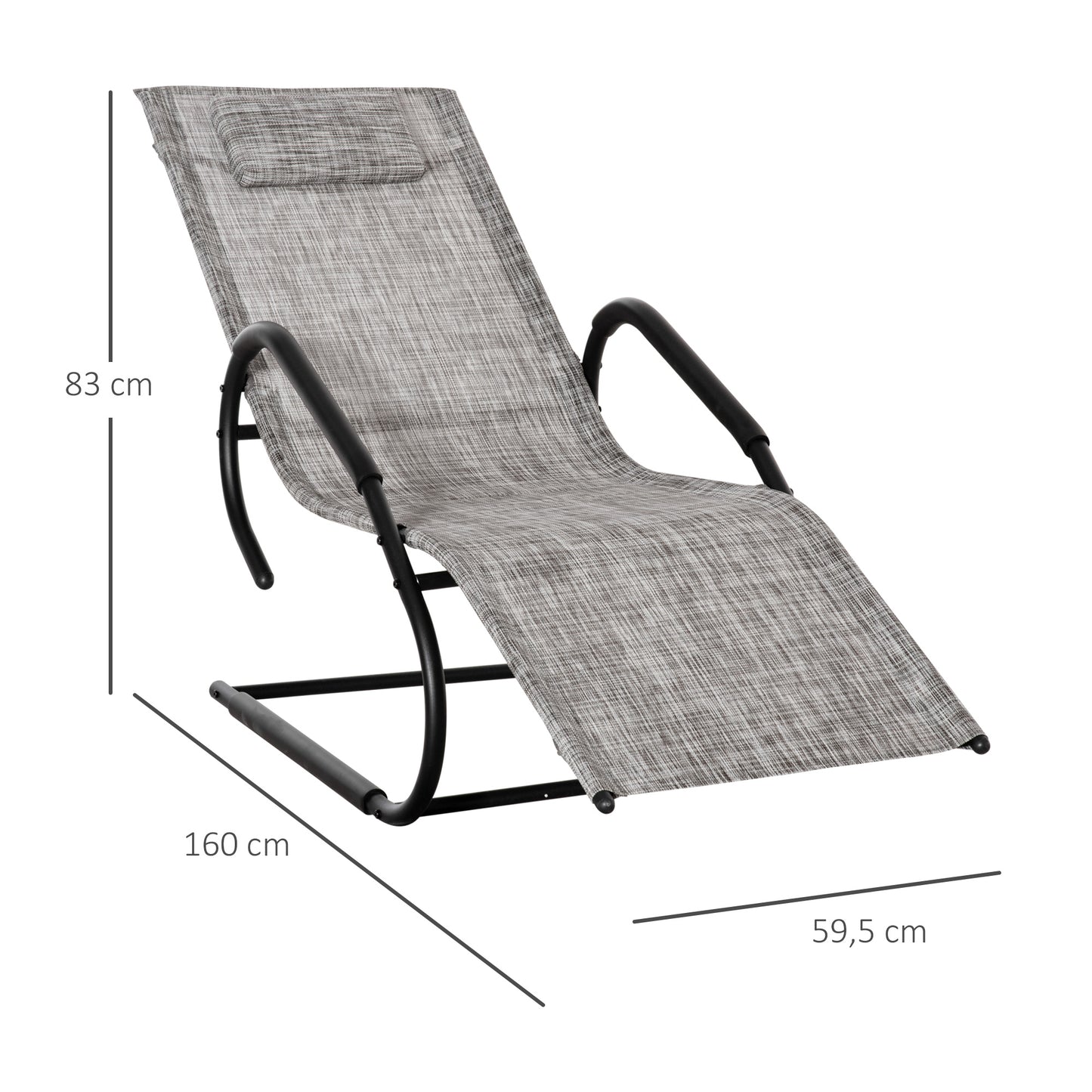 Outsunny Juego de 2 Tumbonas de Jardín Relax Sillas Tumbonas con Reposacabezas Reposapiés y Reposabrazos Carga 160 kg para Terraza Patio 160x59,5x83 cm Gris