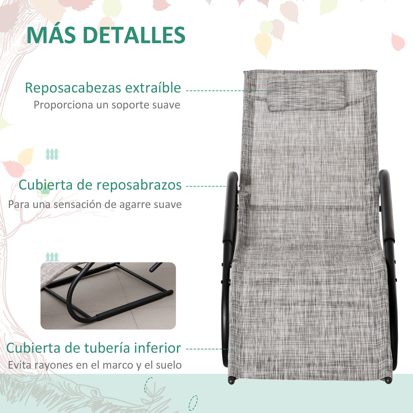 Outsunny Juego de 2 Tumbonas de Jardín Relax Sillas Tumbonas con Reposacabezas Reposapiés y Reposabrazos Carga 160 kg para Terraza Patio 160x59,5x83 cm Gris