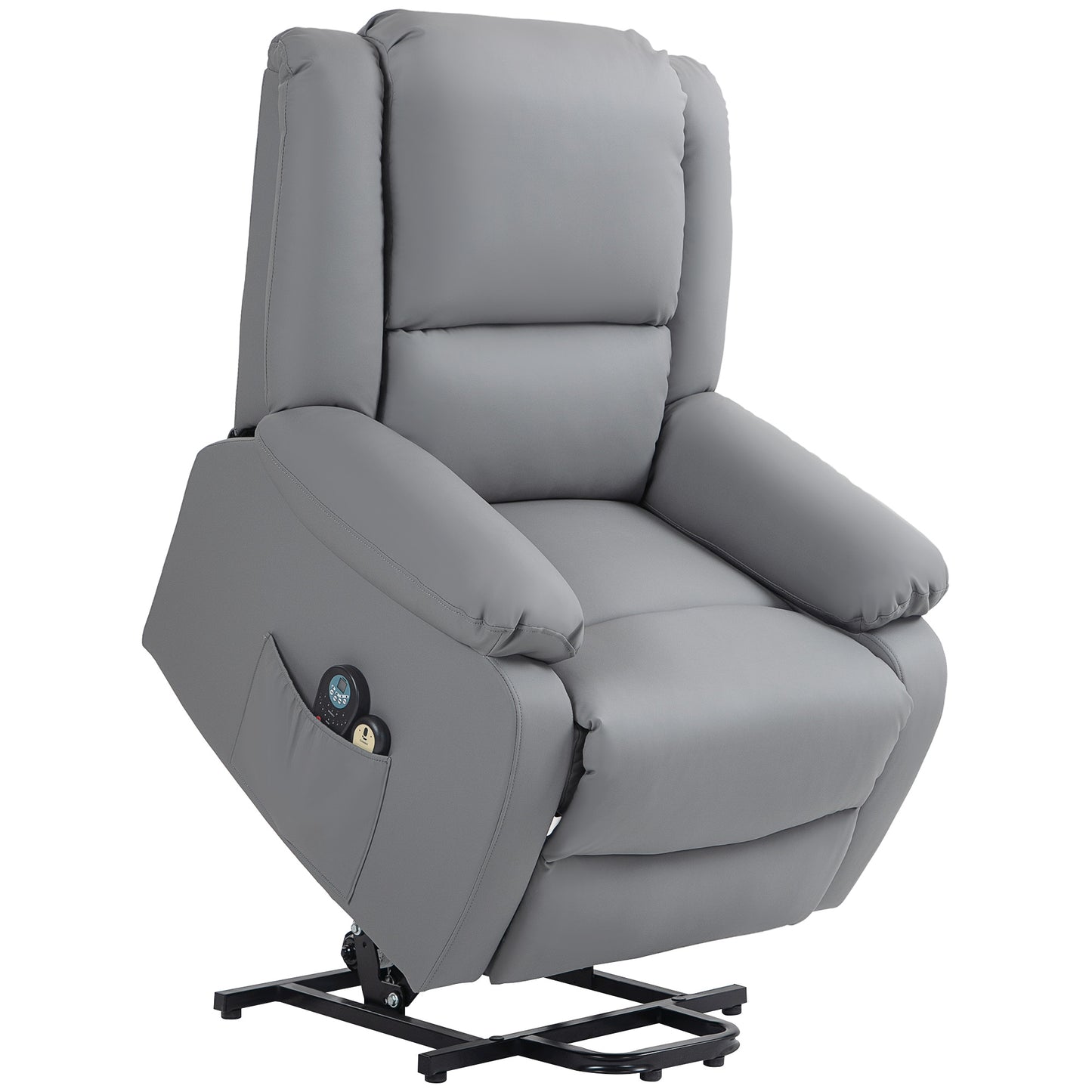 HOMCOM Sillón Relax Levanta Personas Eléctrico Sillón Elevador con 8 Punto de Masaje Sillón Eléctrico Reclinable con Función de Calentamiento 2 Controles Remotos y Bolsillo Lateral Gris