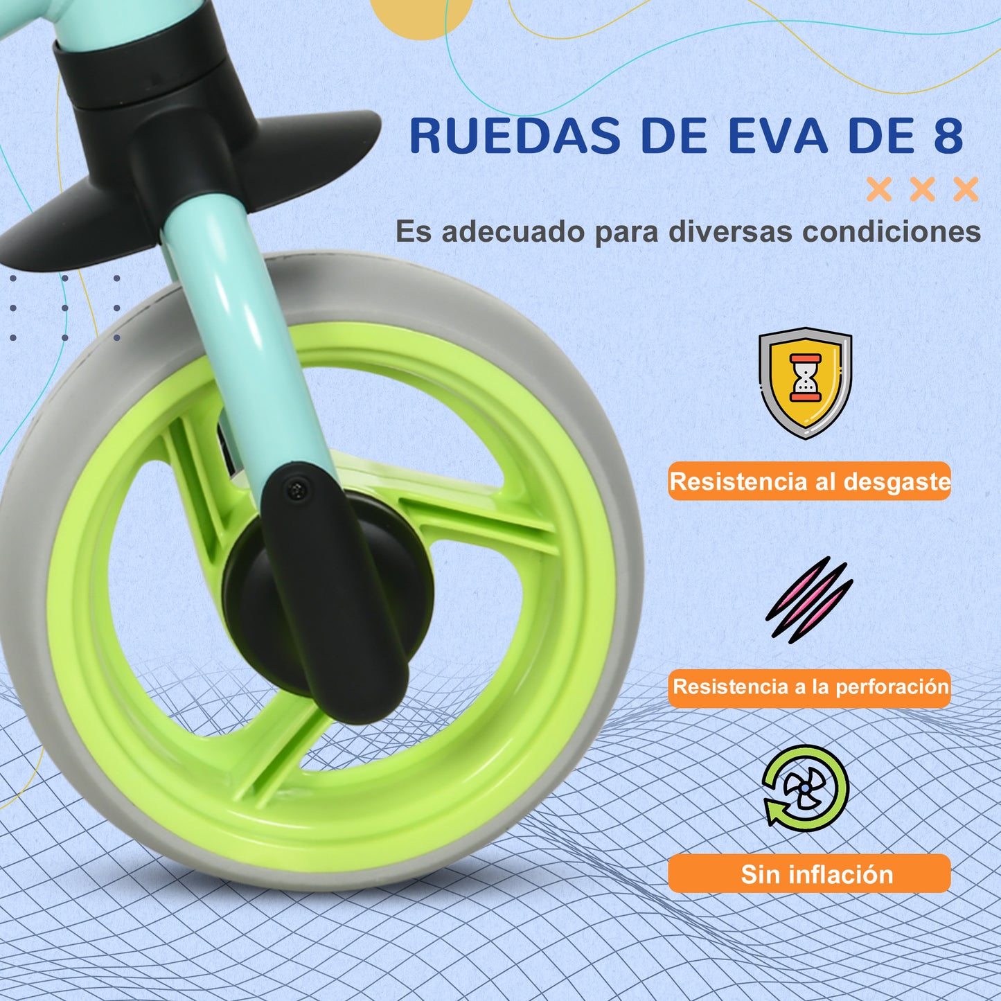 AIYAPLAY Bicicleta sin Pedales para Niños de 18-48 Meses Bicicleta de Equilibrio con Asiento Ajustable en Altura Carga 25 kg 66,5x34x47 cm Verde y Turquesa