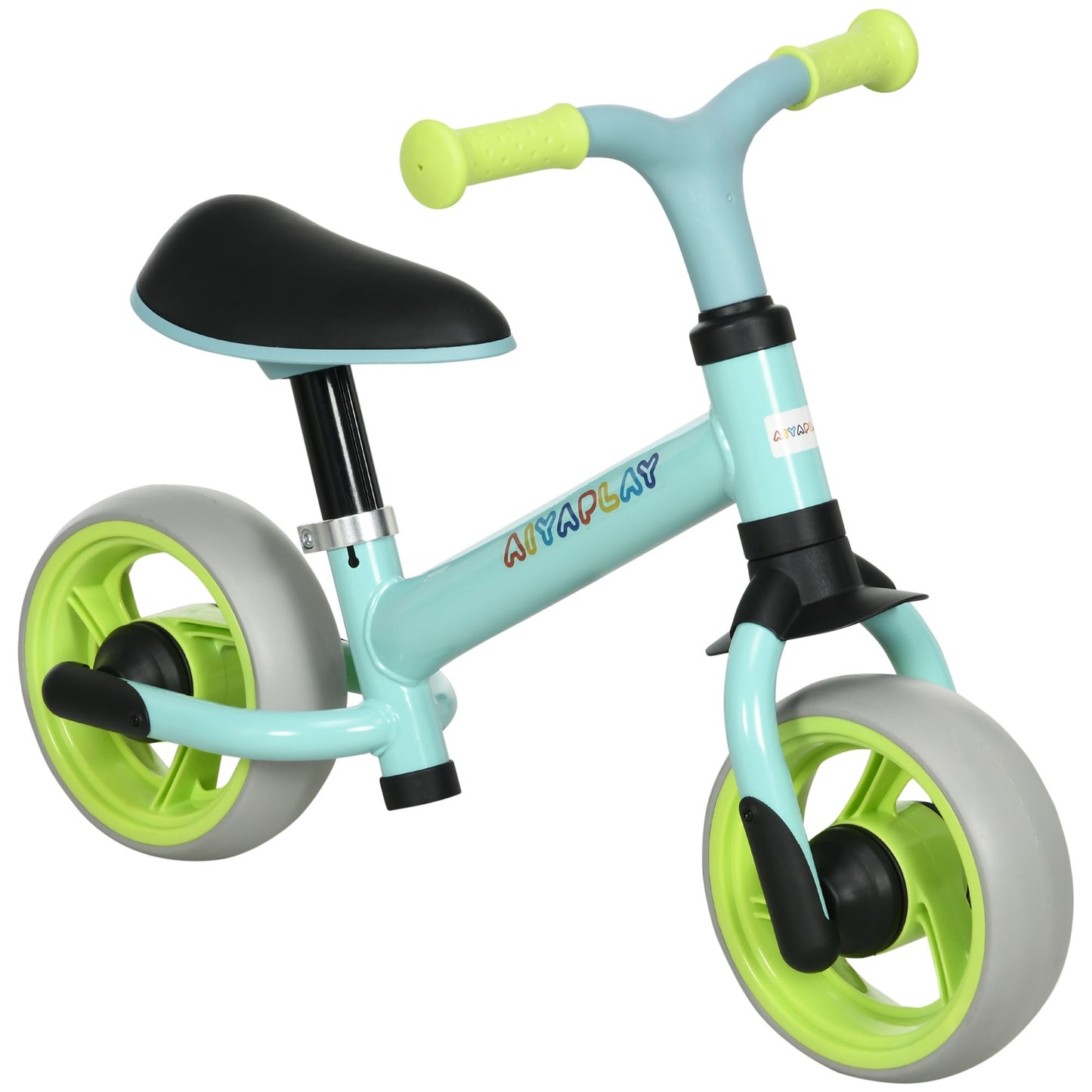 AIYAPLAY Bicicleta sin Pedales para Niños de 18-48 Meses Bicicleta de Equilibrio con Asiento Ajustable en Altura Carga 25 kg 66,5x34x47 cm Verde y Turquesa