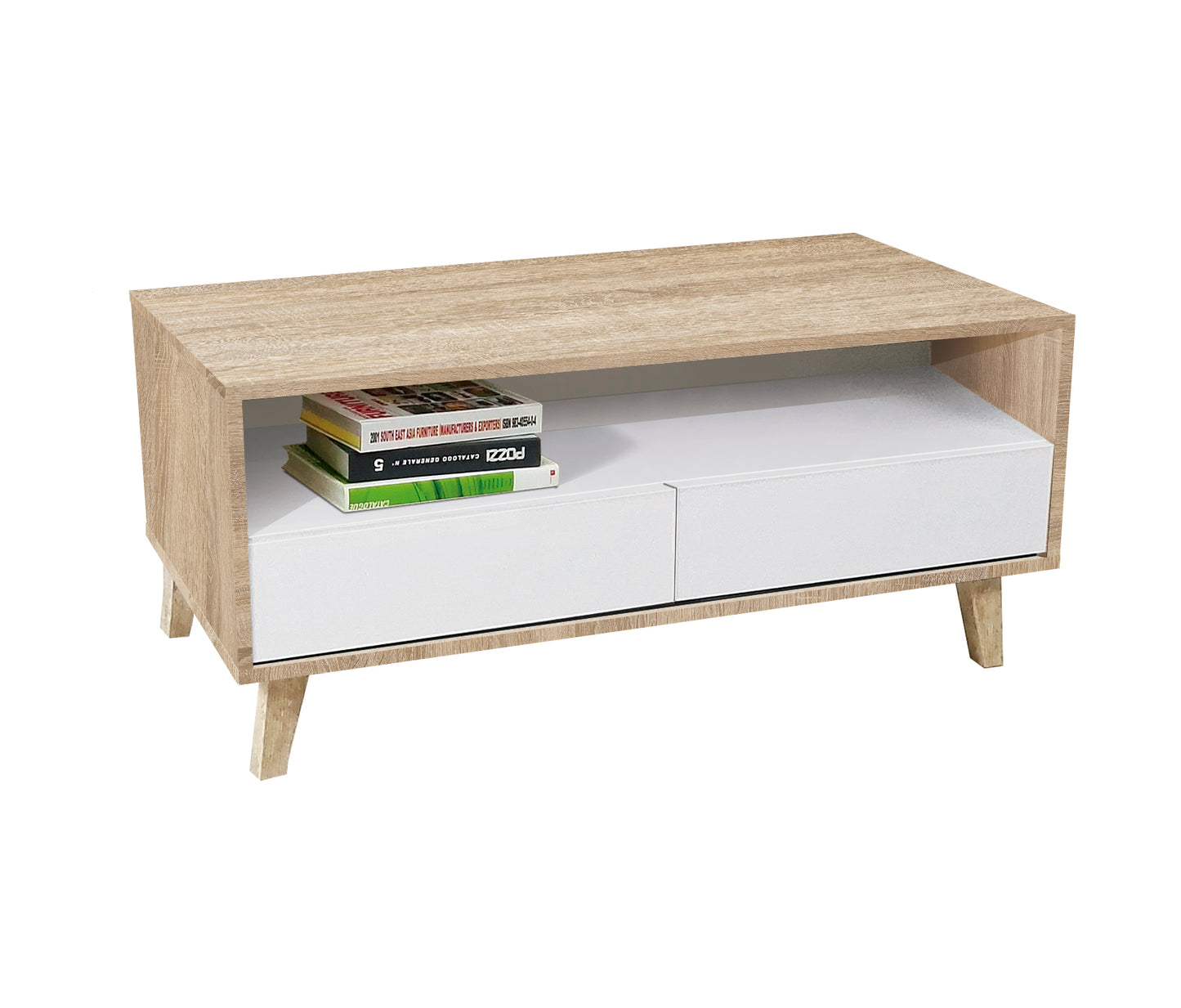 Mesa Centro - 2 Cajones - Venprodin - 41x103x51cm - Cambrian-blanco