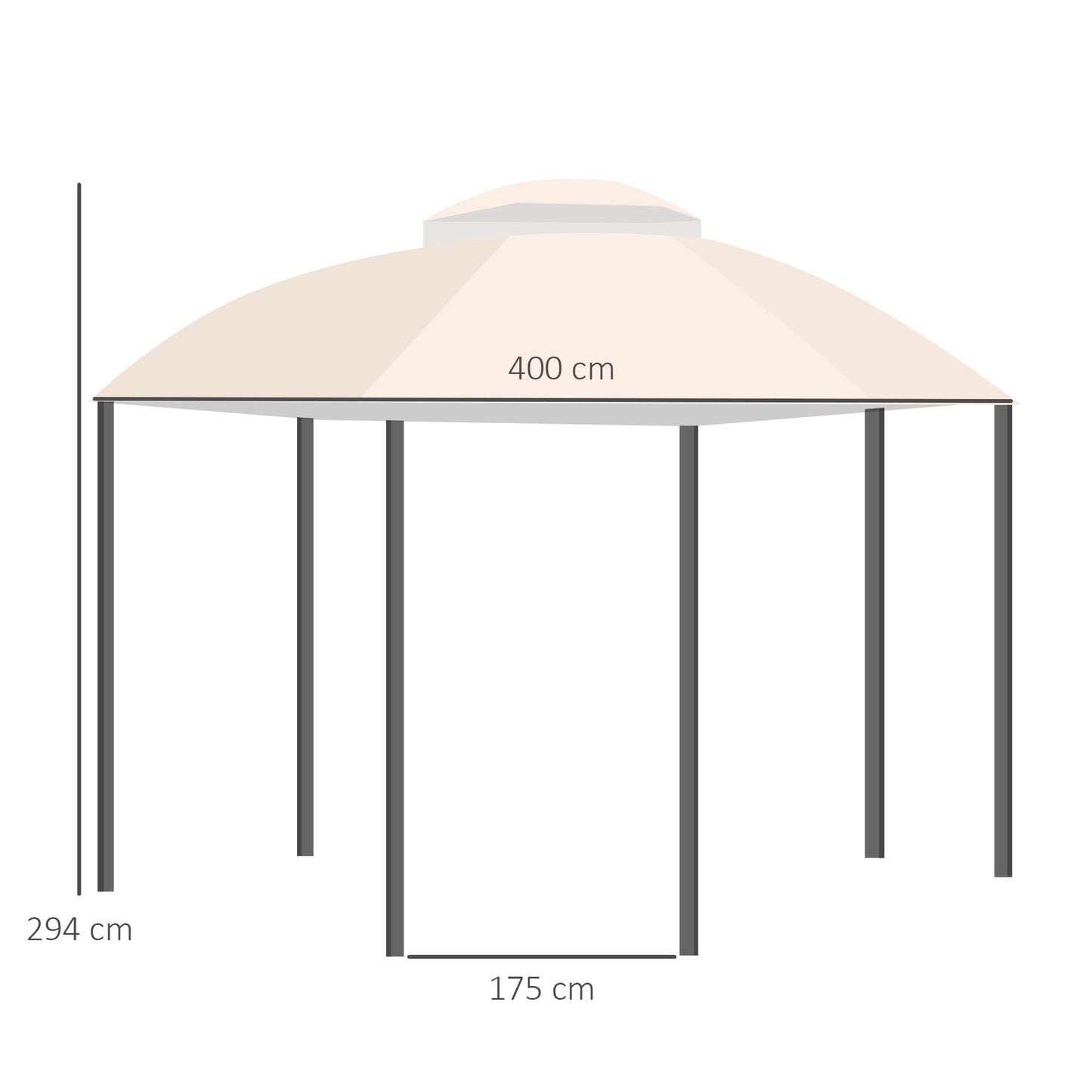 Outsunny Cenador de Jardín Hexágono 4x4 m Pabellón Exterior con Doble Techo de Ventilación y 6 Mosquiteras con Cremallera Gazebo para Fiestas Balcón Patio Caqui