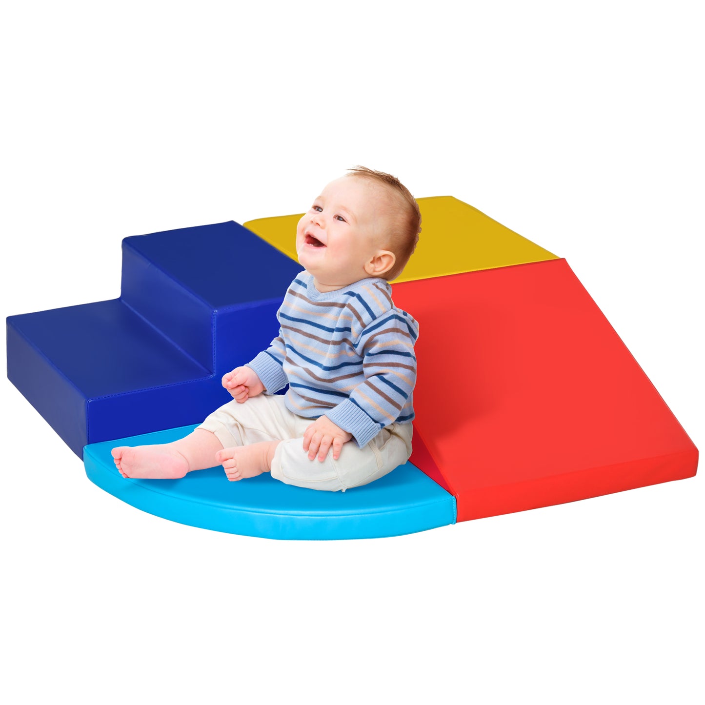 HOMCOM Juego de 4 Bloques Psicomotricidad para Niños Bloques de Construcción Figuras de Construcción Juguete para Aprendizaje para Escalar y Gatear Multicolor