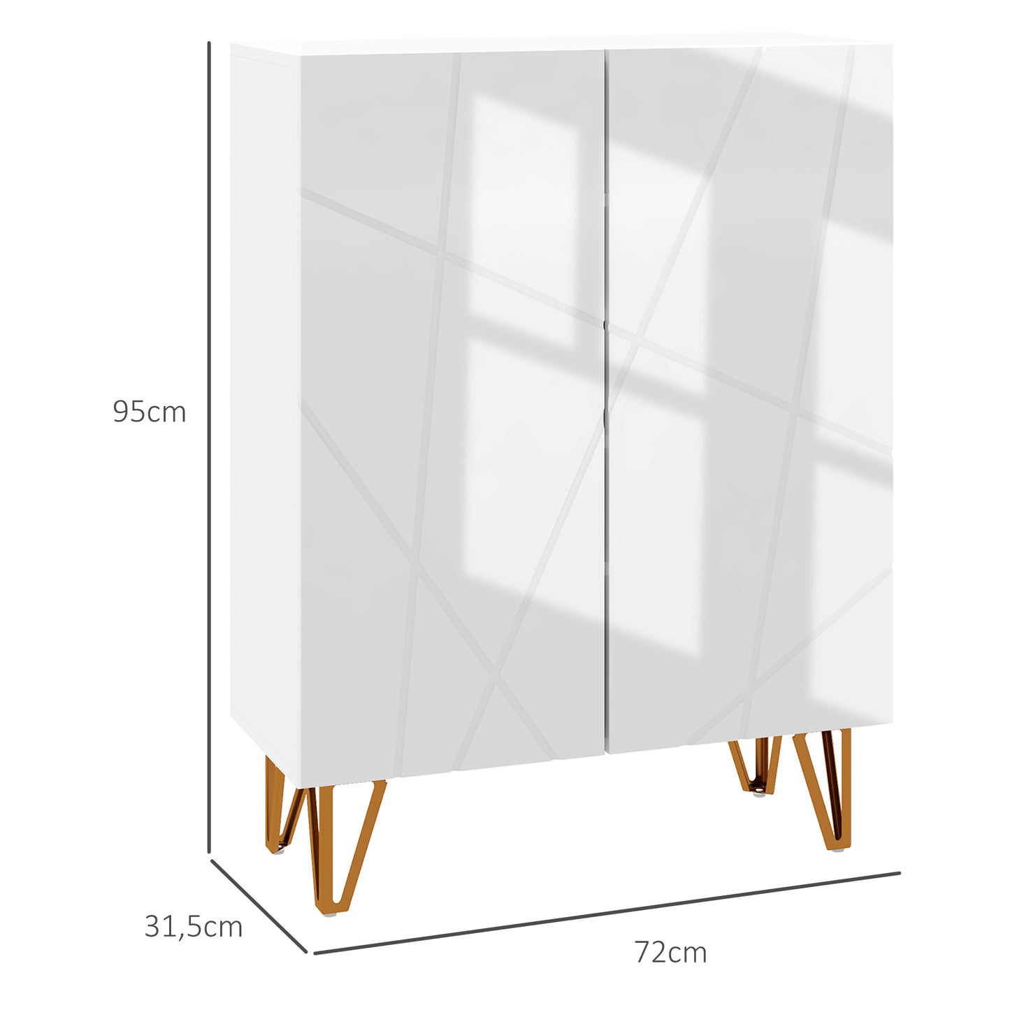 HOMCOM Mueble Zapatero de Recibidor Armario Zapatero con Estantes Ajustables Bisagras de Cierre Suave para 15-20 Pares de Zapatos para Pasillo Entrada 72x31,5x95 cm Blanco Brillante