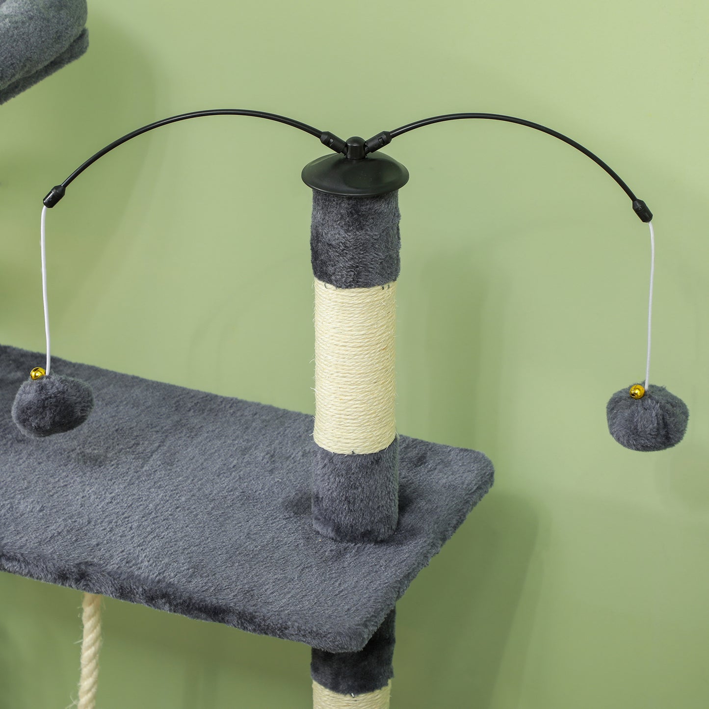 PawHut Árbol Rascador para Gatos 134 cm Torre para Gatos Rascador para Gatos con Nidos Cueva Plataformas Bolas de Juguete y Postes de Sisal Gris Oscuro