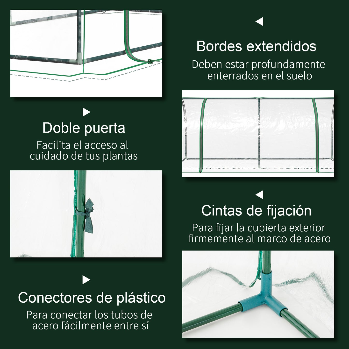 Outsunny Invernadero de Exterior 200x100x80 cm Invernadero de Jardín Tipo Túnel con Marco de Acero y Cubierta de PVC Invernadero Pequeño para Cultivo de Plantas Tomates Transparente