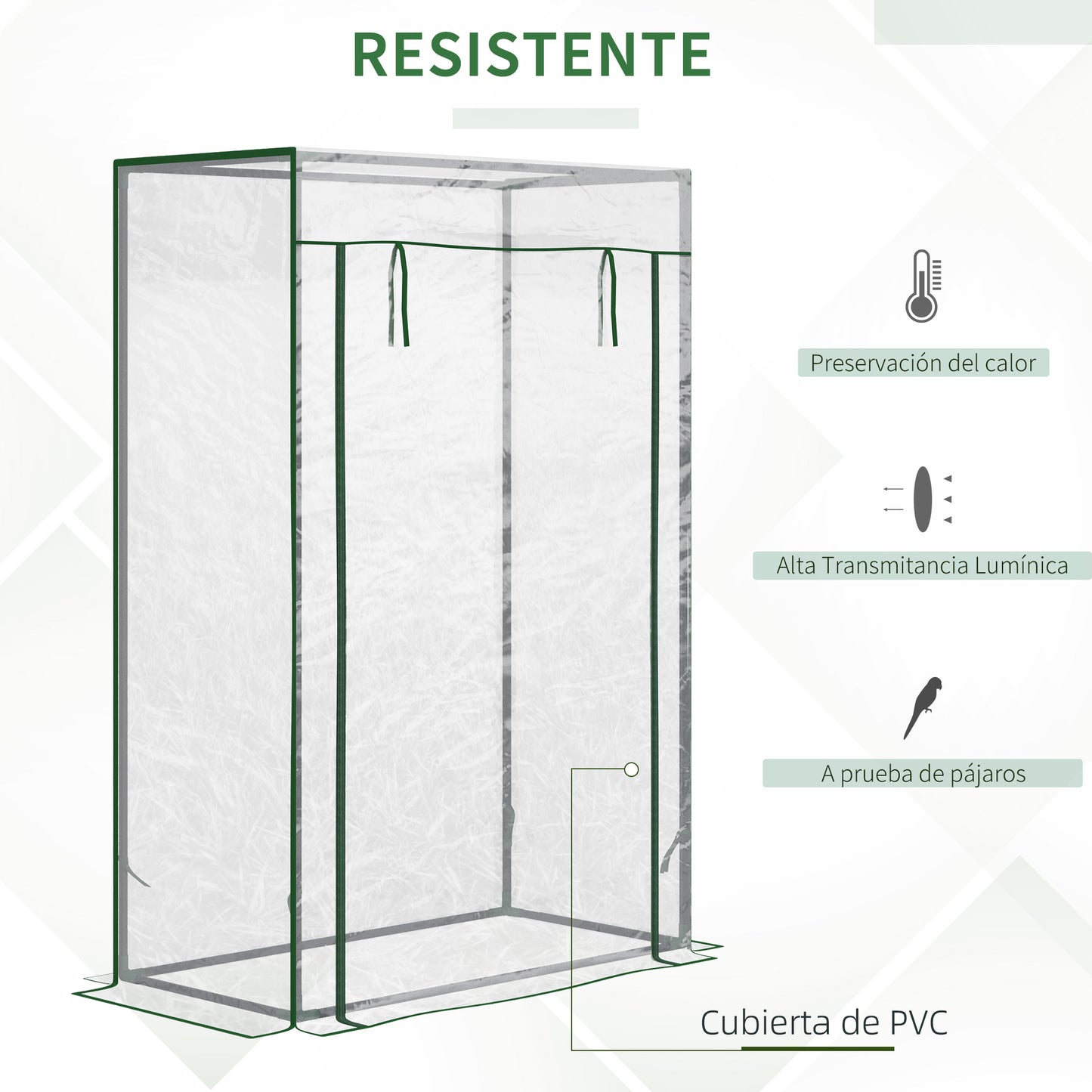 Outsunny Invernadero con Puerta Enrollable y Estructura de Acero Invernadero de Jardín Terraza Patio para Cultivo de Plantas 100x50x150 cm Transparente