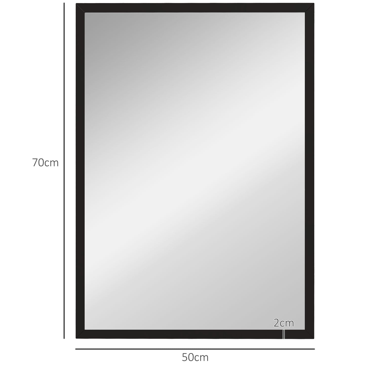 HOMCOM Espejo Rectangular Espejo de Baño 50x70 cm Espejo de Pared Decorativo para Salón Entrada Pasillo Horizontal o Vertical Negro