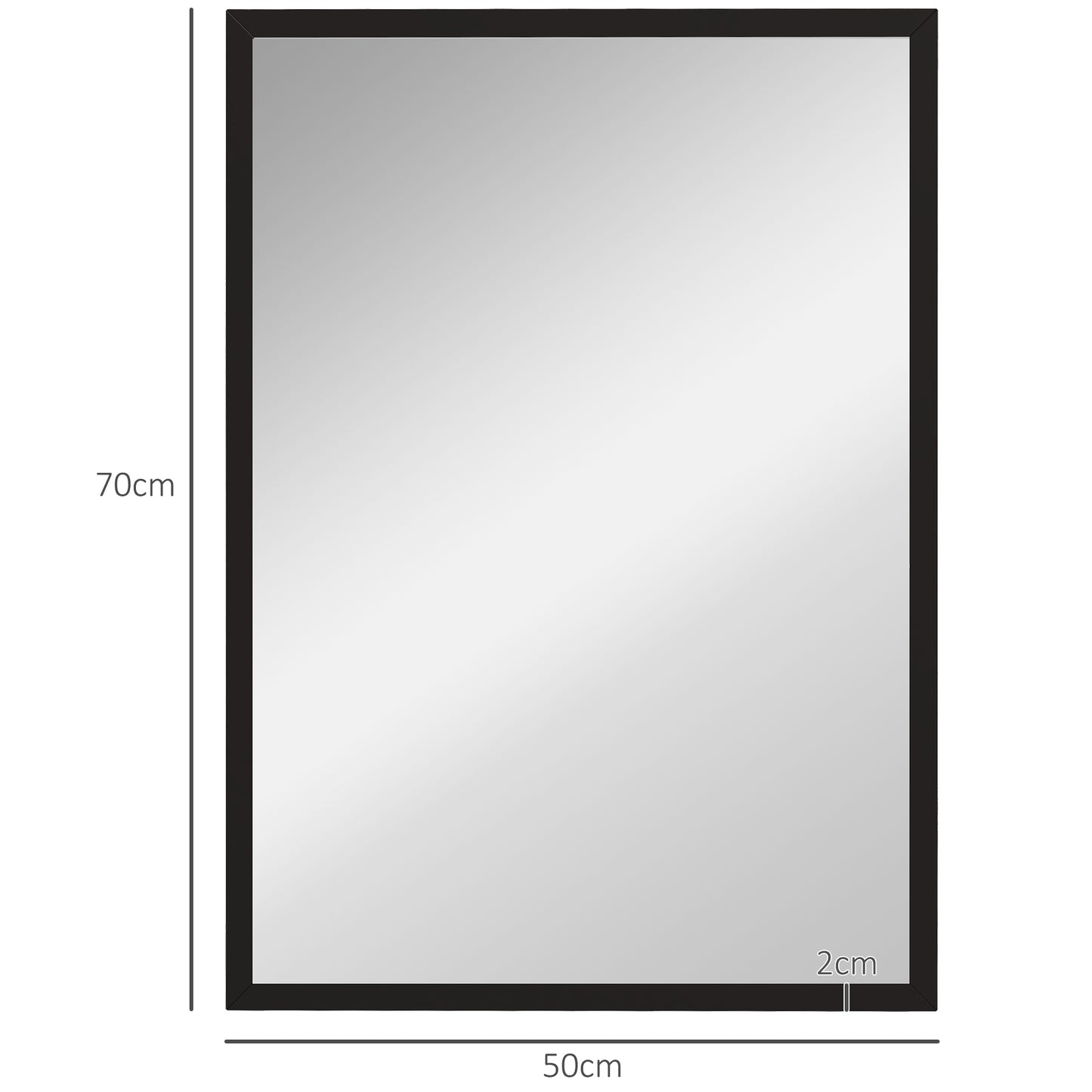 HOMCOM Espejo Rectangular Espejo de Baño 50x70 cm Espejo de Pared Decorativo para Salón Entrada Pasillo Horizontal o Vertical Blanco