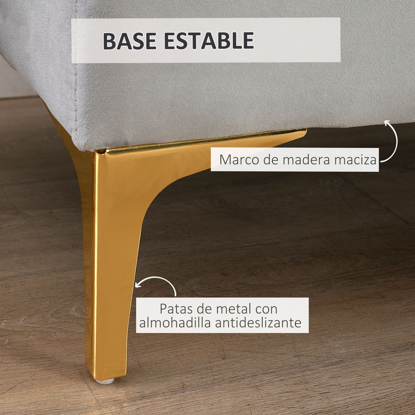 HOMCOM Banco Pie de Cama Taburete Pie de Cama con Asiento Acolchado y Patas Metálicas Banqueta de Dormitorio para Entrada Pasillo Carga 120 kg 118x45x42 cm Gris