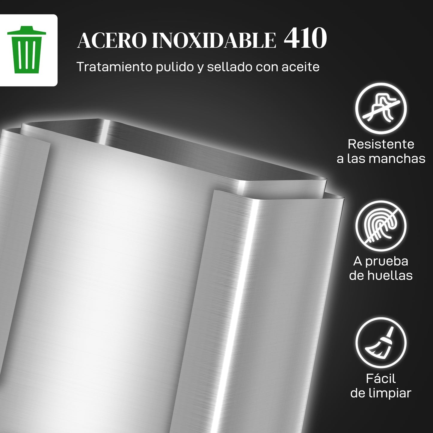 HOMCOM Cubo de Basura de Cocina con 2 Compartimentos 2x20L Papelera de Cocina de Acero Inoxidable con Pedal Tapa de Cierre Suave y Cubo Extraíble para Dormitorio Oficina Salón Plata