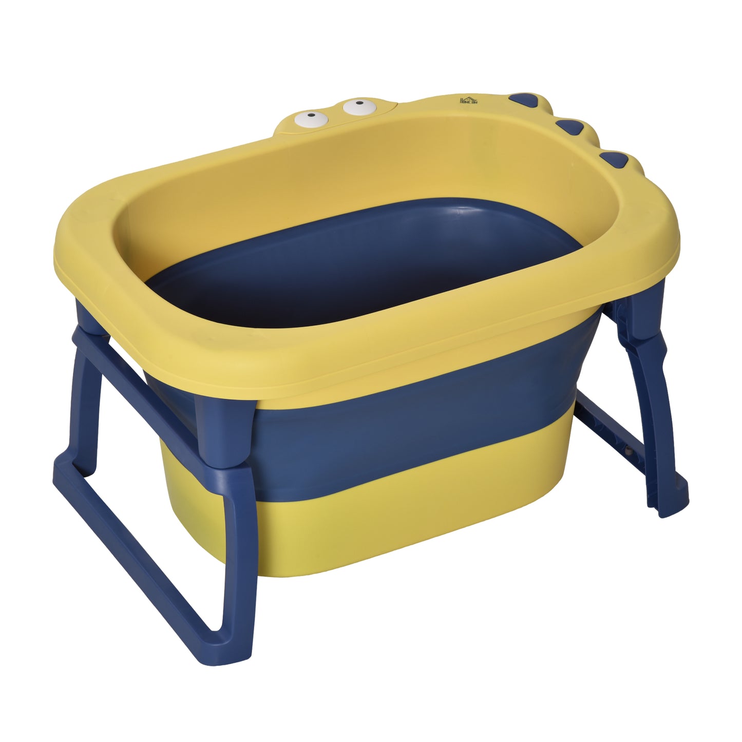 HOMCOM Bañera Plegable para Bebé de 0-3 Años Capacidad 105L Bañera Portátil para Niños con Patas Antideslizantes y Orificio de Drenaje Carga 50 kg 75,3x55,4x43 cm Amarillo y Azul